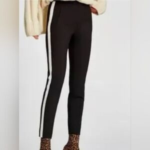 Zara Black Leggings with White Stripe